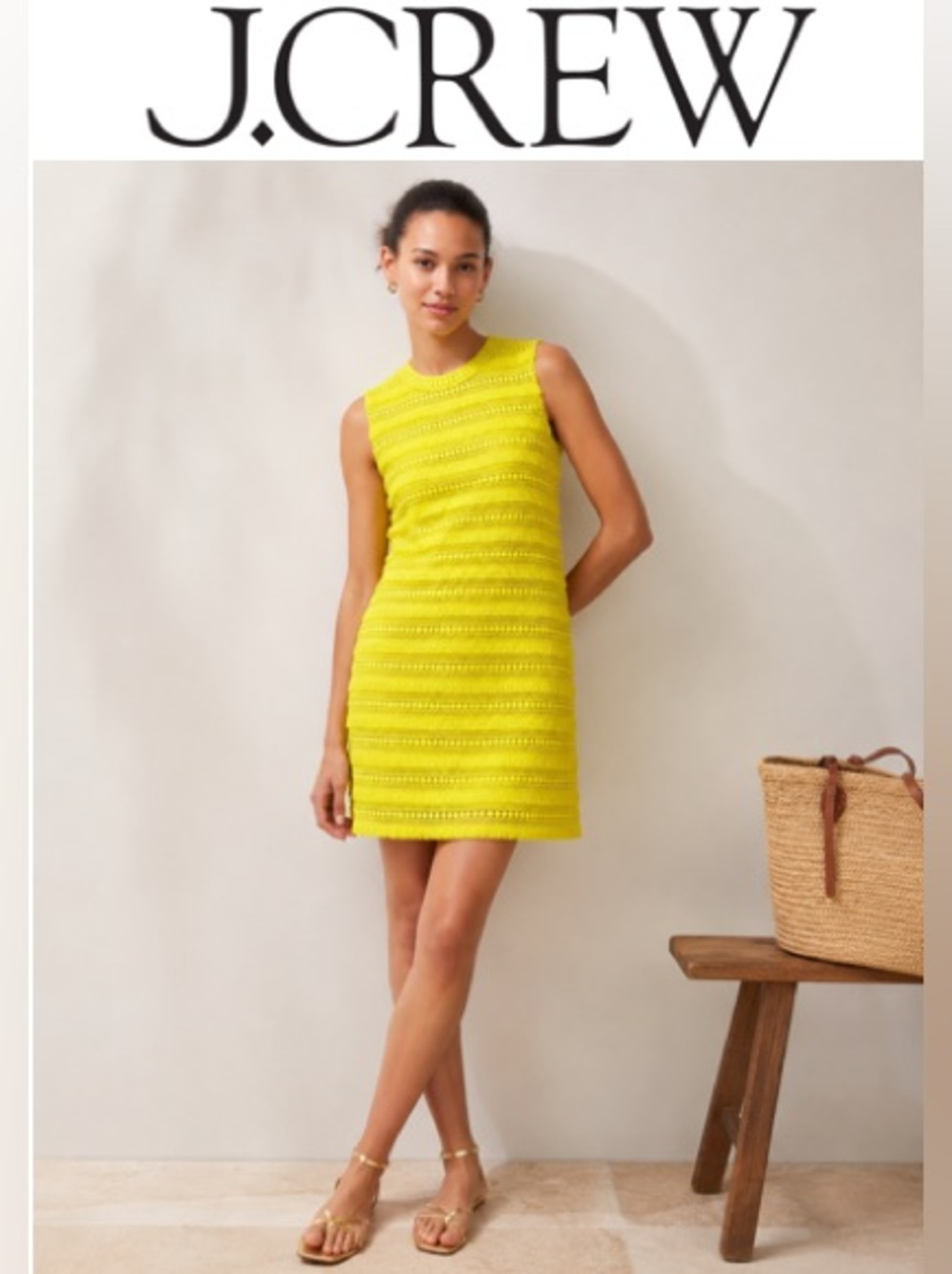 🌼 NWT J.Crew Neon Citron Yellow Fringe Lace Sheath Dress Size 6